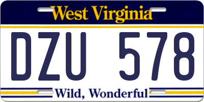 WV license plate DZU578