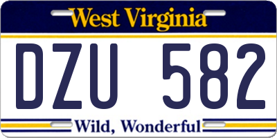WV license plate DZU582