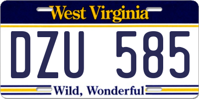WV license plate DZU585