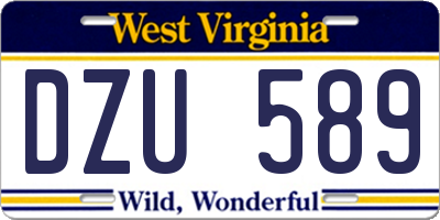 WV license plate DZU589