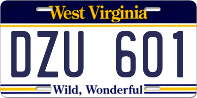 WV license plate DZU601
