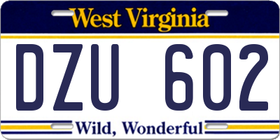 WV license plate DZU602
