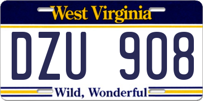 WV license plate DZU908