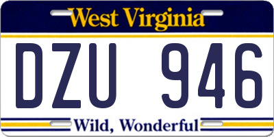 WV license plate DZU946