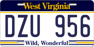 WV license plate DZU956