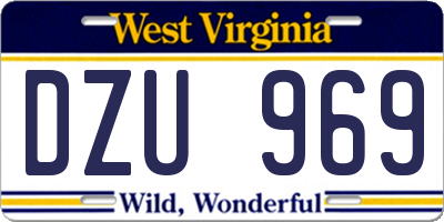 WV license plate DZU969