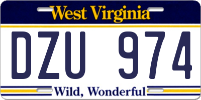 WV license plate DZU974