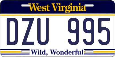 WV license plate DZU995