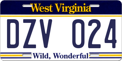WV license plate DZV024