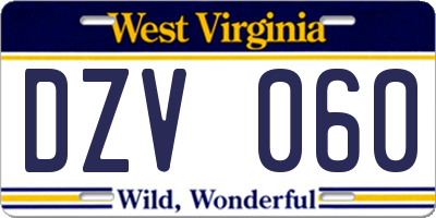 WV license plate DZV060
