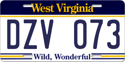 WV license plate DZV073