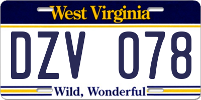WV license plate DZV078