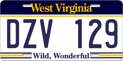 WV license plate DZV129
