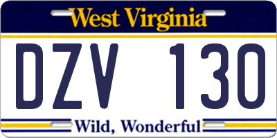 WV license plate DZV130