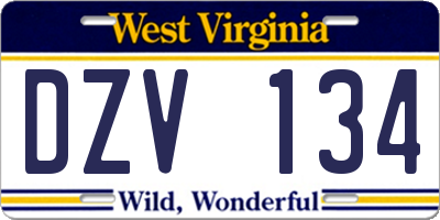 WV license plate DZV134