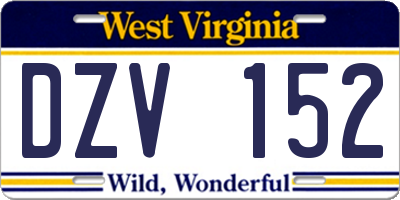 WV license plate DZV152