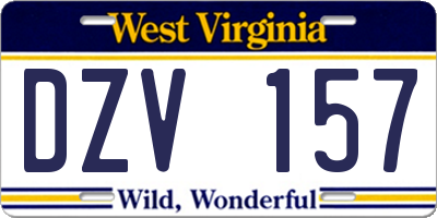 WV license plate DZV157