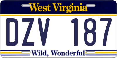 WV license plate DZV187