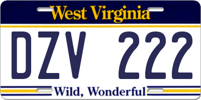 WV license plate DZV222