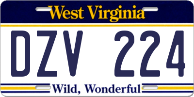 WV license plate DZV224
