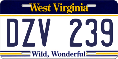 WV license plate DZV239