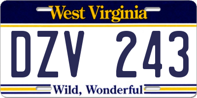 WV license plate DZV243