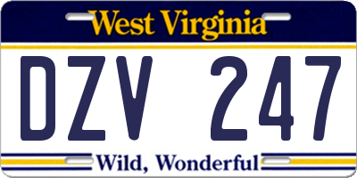 WV license plate DZV247