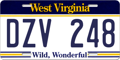 WV license plate DZV248