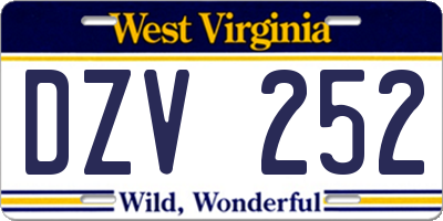WV license plate DZV252