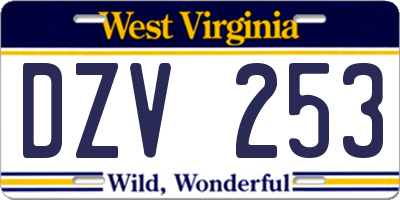 WV license plate DZV253