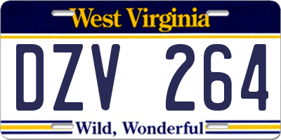 WV license plate DZV264