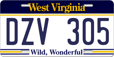 WV license plate DZV305