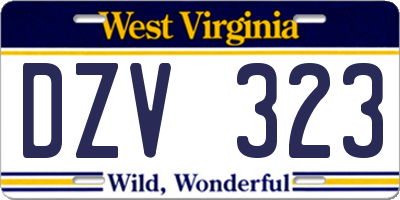 WV license plate DZV323