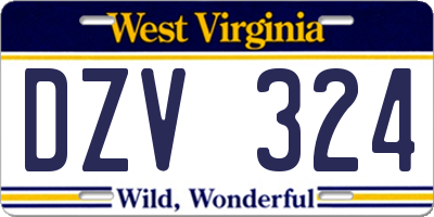 WV license plate DZV324