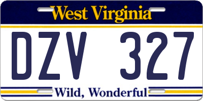 WV license plate DZV327