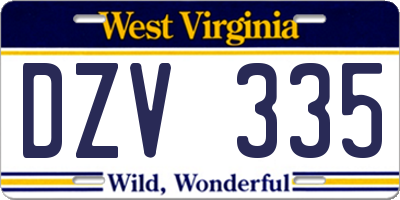 WV license plate DZV335