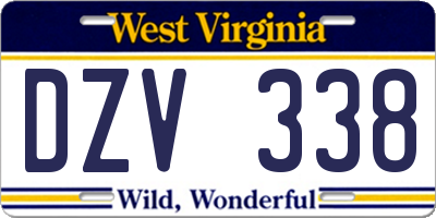 WV license plate DZV338