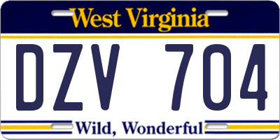 WV license plate DZV704