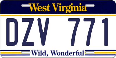WV license plate DZV771