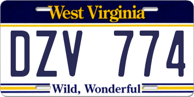 WV license plate DZV774