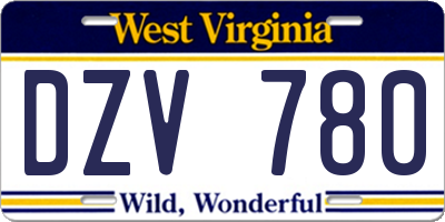 WV license plate DZV780