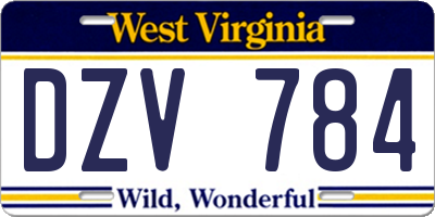 WV license plate DZV784