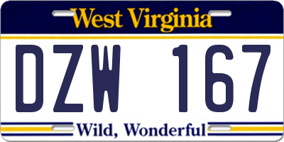 WV license plate DZW167