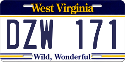 WV license plate DZW171