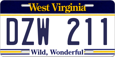 WV license plate DZW211