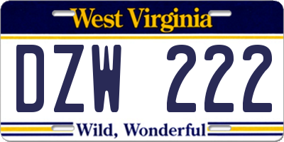WV license plate DZW222