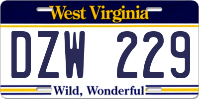 WV license plate DZW229