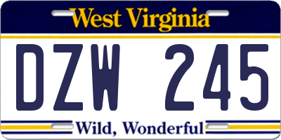 WV license plate DZW245
