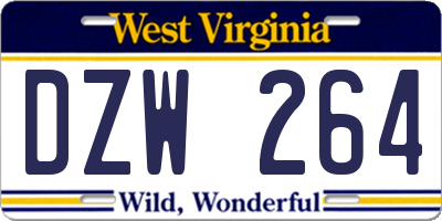 WV license plate DZW264