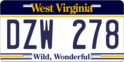 WV license plate DZW278